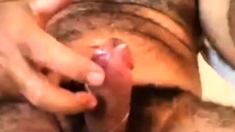 LATINO HAIRY DADDY BEAR BIG FAT COCK AND THICK CUMSHOT