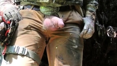Cut cock and hairy balls. Pissing