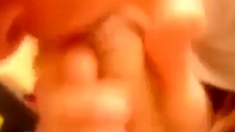 Blowing and stroking his friend and he cums in mouth