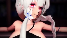 [MMDSunrise] Catgirl Haku sucks insect cock