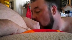 Fat Amateur Bear Sucks Daddy's Cock