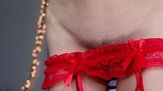 Close up funny cock jerking