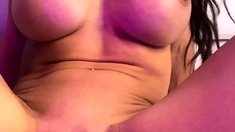 Stacked brunette goes solo toys and masturbation
