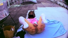 Asian Crossdresser Masturbates Outdoors