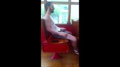 Str8 Big Cock Guy Strokes in Bus