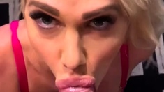 Blonde whore takes big cock in public and cumshot load