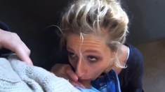 Blonde Amateur Receives Facial After Deep-Throat Blowjob
