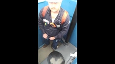Bearded Hunk Strokes Cock Outdoors In A Porty Potty