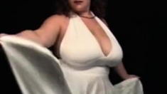 Big-titted Bbw Strips Out Of Her White Dress