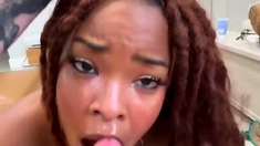 POV Huge Tits Ebony Sucks And Rides Cock