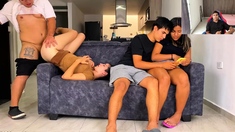I fuck my rich wife while my family watches TV