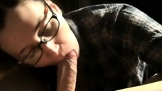 Perfect Blowjob Hot Chick with Glasses