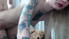 Skinny tattooed blond teen cutie gets fucked