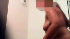 voyeur girl with big tits in the bathroom