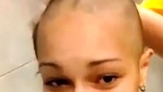 girl friend shaves her had all the way bald